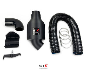 SprogTech STX TU5 enclosed intake kit installed on Peugeot 106 or Citroen Saxo, showcasing the body and styling enhancement.