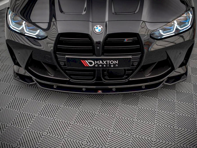 Maxton Design Front Splitter V.2 for BMW M4 G82 and G82 Facelift, body and styling accessory in black finish.