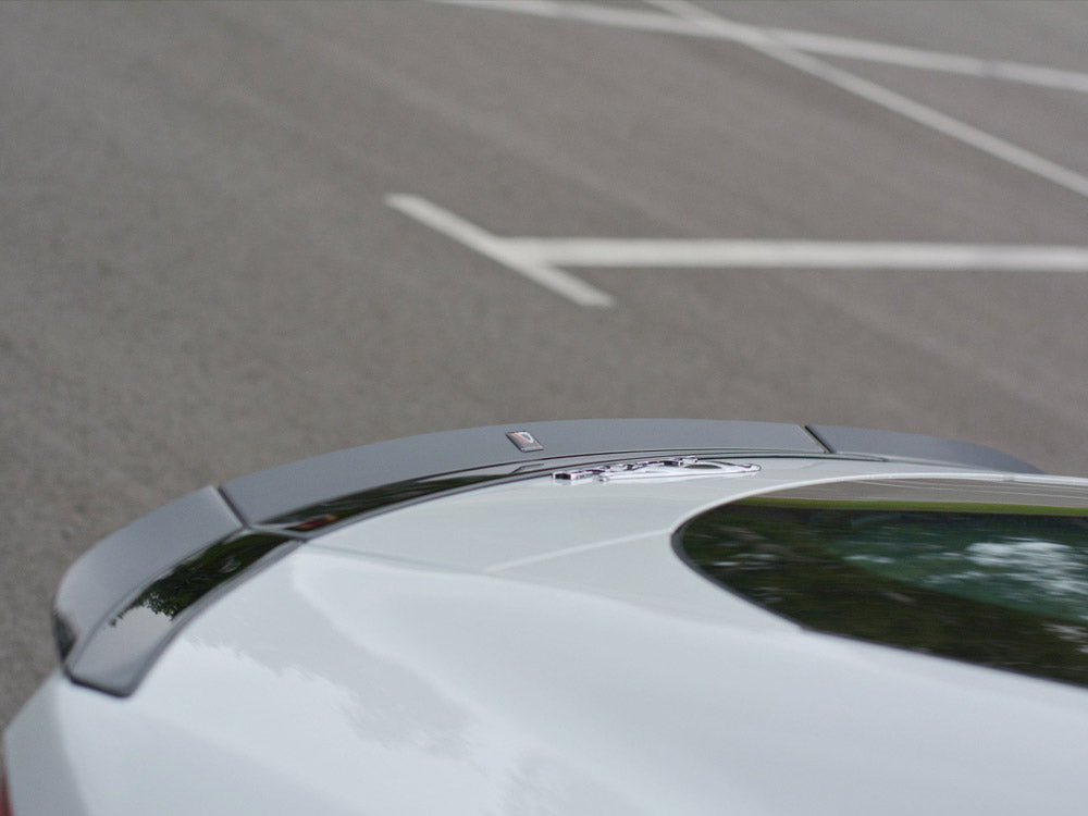 Maxton Design Jaguar F-Type spoiler body kit part in black, showcasing aerodynamic styling and sleek design details.