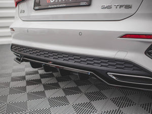 Central Rear Splitter (Vertical Bars) Audi A3 S-Line Sportback 8Y (2020-) - Wayside Performance 