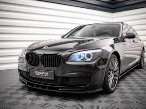 Maxton Design Front Splitter V.2 for BMW 7 Series F01 M-Pack, black aerodynamic car front splitter with mounting hardware