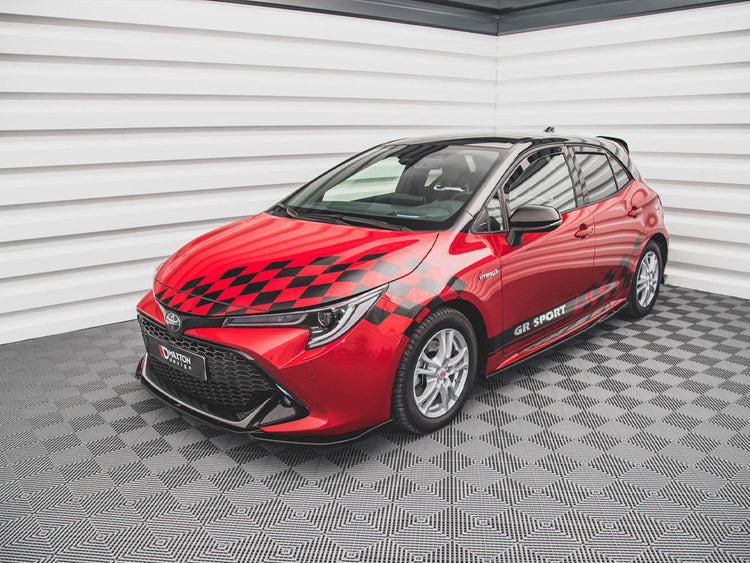Maxton Design front splitter for Toyota Corolla GR Sport hatchback, enhances body styling, made of durable material, fits 2019+ models.