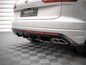 Wayside Performance Maxton Design VW Touareg R-line Mk3 rear valance body styling part mounted on vehicle.
