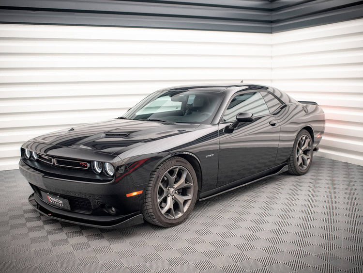 Maxton Design side skirts and diffusers for Dodge Challenger GT Mk3 Facelift, body and styling enhancements, black finish.