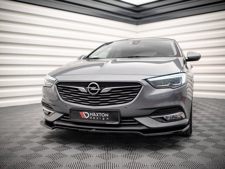 Maxton® DESIGN front splitter for Opel/Vauxhall Insignia Mk2, showcasing the aerodynamic car accessory installed on a vehicle.