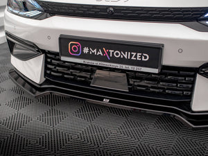 Maxton Design Front Splitter V.1 for Kia EV6 GT-Line Mk1, body and styling accessory, shown installed on the vehicle's front bumper.