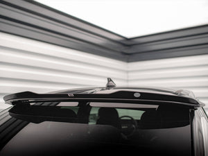 Maxton Design Kia EV6 GT-Line Mk1 upper spoiler cap in body and styling, black aerodynamic component on car's rear.