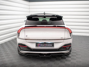 Maxton Design Kia EV6 GT-Line Mk1 upper spoiler cap, black body styling accessory, enhances sporty look and aerodynamic performance.
