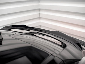 Maxton Design Kia EV6 GT-Line Mk1 upper spoiler CAP in black for body styling, shown installed on the vehicle's rear.