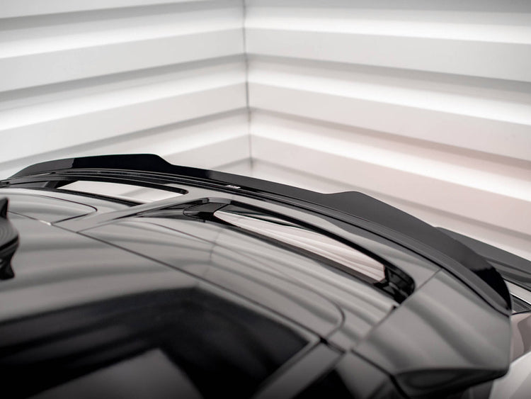 Maxton Design Kia EV6 GT-Line Mk1 upper spoiler CAP in black for body styling, shown installed on the vehicle's rear.