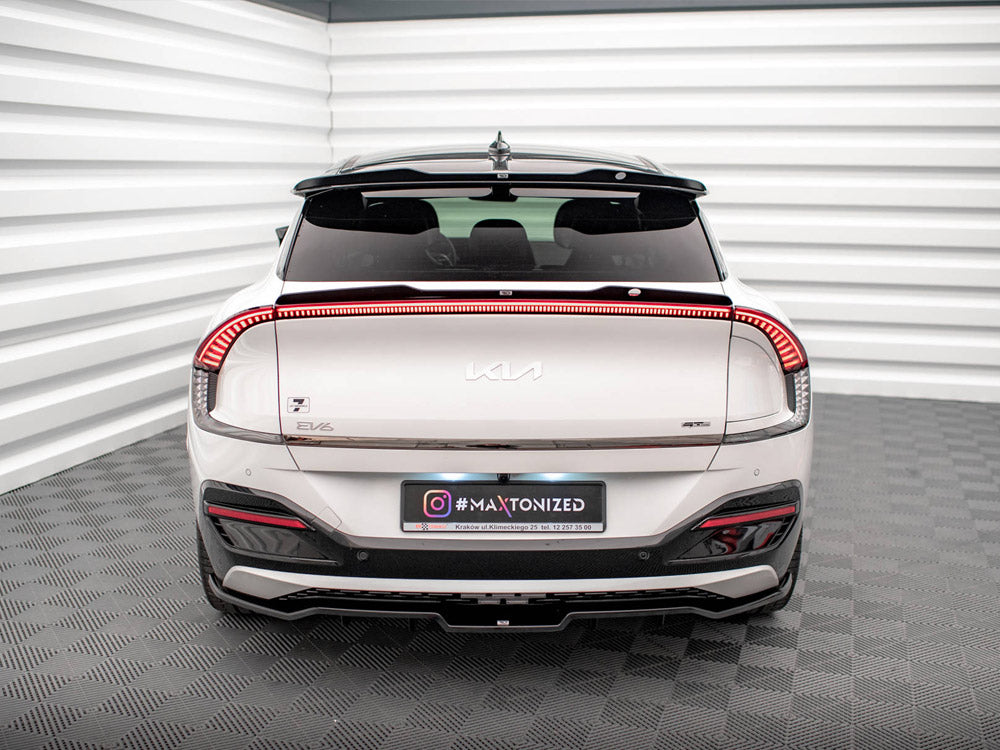Maxton Design Kia EV6 GT-Line Mk1 lower spoiler cap for body and styling, featuring aerodynamic design in black finish.