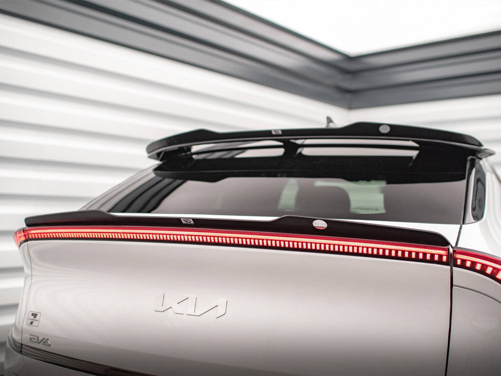 Maxton Design Kia EV6 GT-Line Mk1 lower spoiler body styling part in black, shown installed on the vehicle.