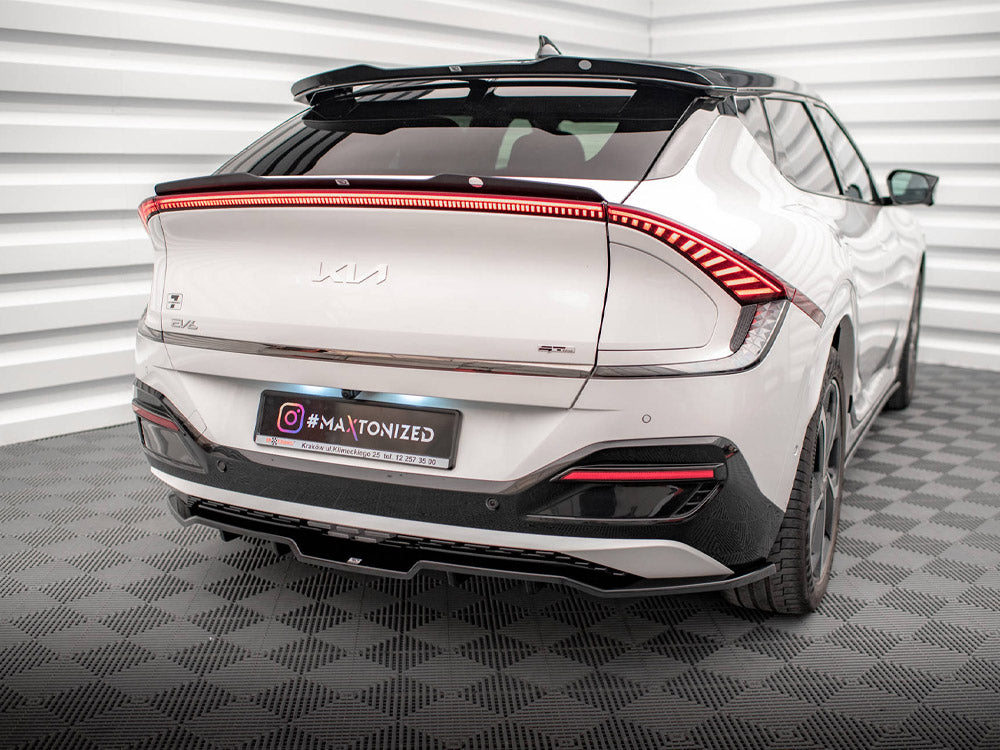 Maxton Design Kia EV6 GT-Line Mk1 rear splitter with vertical bars, body styling accessory for enhanced vehicle aerodynamics.
