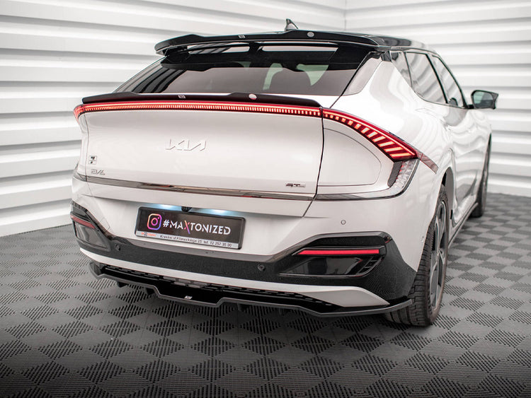 Maxton Design Kia EV6 GT-Line Mk1 rear splitter with vertical bars, body styling accessory for enhanced vehicle aerodynamics.