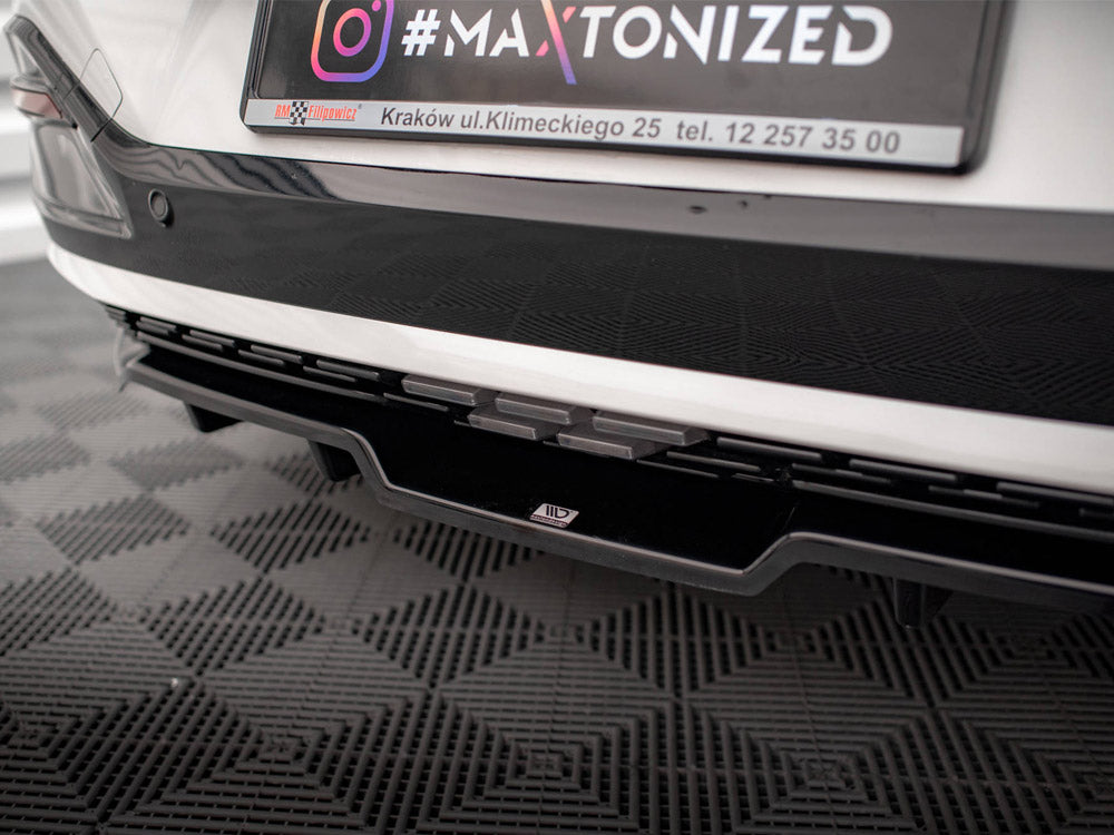 Maxton Design Kia EV6 GT-Line Mk1 rear splitter with vertical bars, body and styling accessory for enhanced aerodynamics.