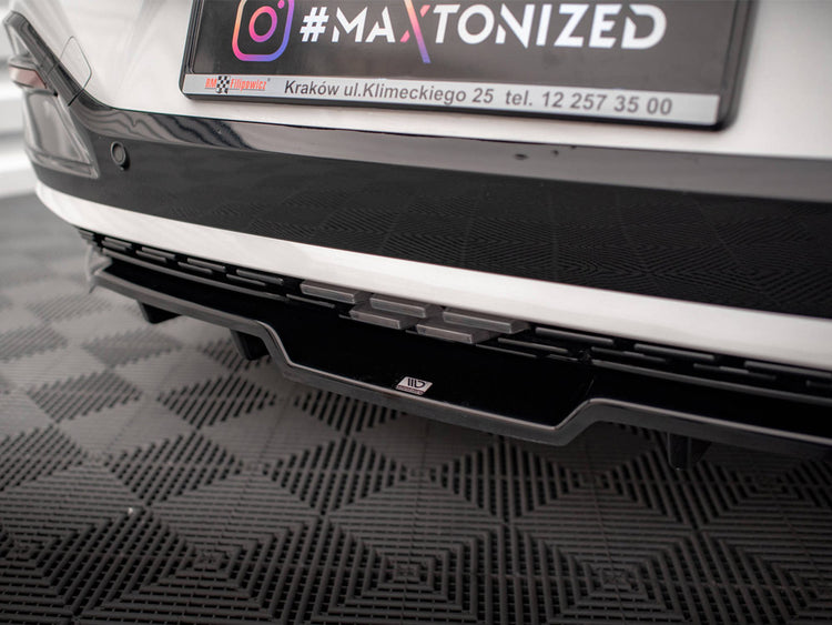 Maxton Design Kia EV6 GT-Line Mk1 rear splitter with vertical bars, body and styling accessory for enhanced aerodynamics.