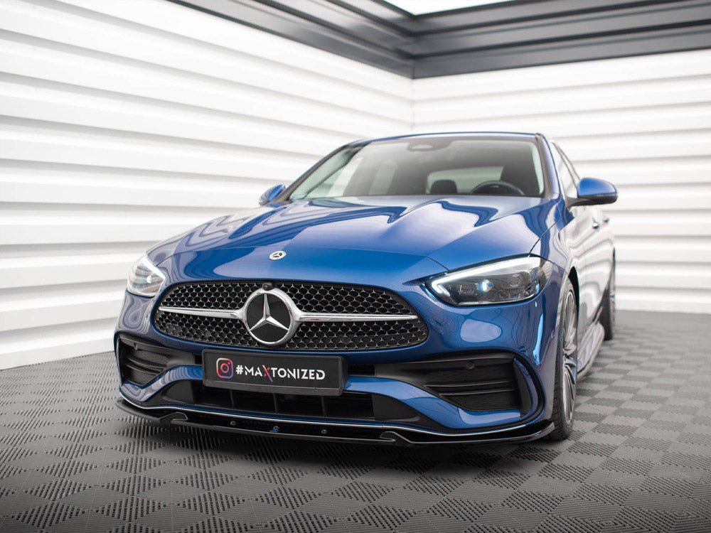 Maxton Design front splitter for Mercedes-Benz C AMG-Line W206, body styling accessory in black with aerodynamic design.
