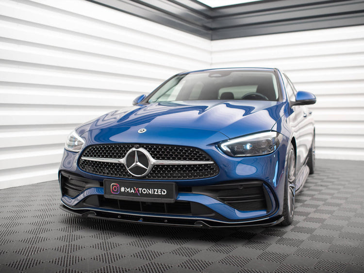 Maxton Design front splitter for Mercedes-Benz C AMG-Line W206, body styling accessory in black with aerodynamic design.