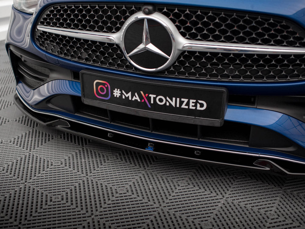 Maxton Design front splitter for Mercedes-Benz C AMG-Line and AMG W206, body styling accessory, black aerodynamic car part.