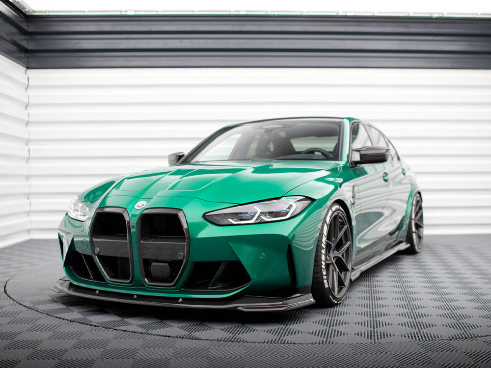 Maxton Design Carbon Fiber Front Grill + License Plate Holder Base BMW M3 G80 / G81 - Wayside Performance 