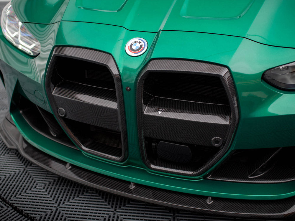 Maxton Design Carbon Fiber Front Grill + License Plate Holder Base BMW M3 G80 / G81 - Wayside Performance 