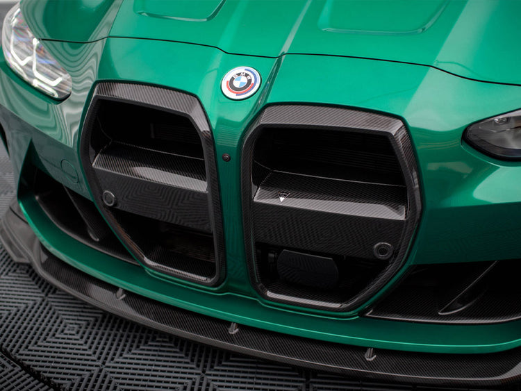 Maxton Design Carbon Fiber Front Grill + License Plate Holder Base BMW M3 G80 / G81 - Wayside Performance 