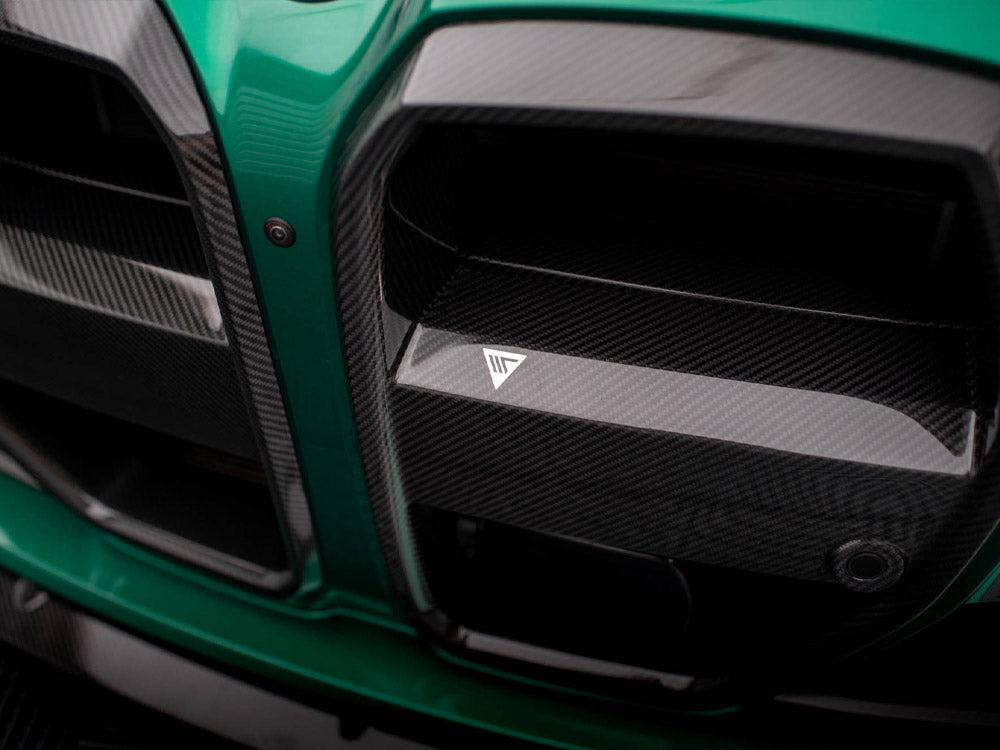 Maxton Design Carbon Fiber Front Grill + License Plate Holder Base BMW M3 G80 / G81 - Wayside Performance 