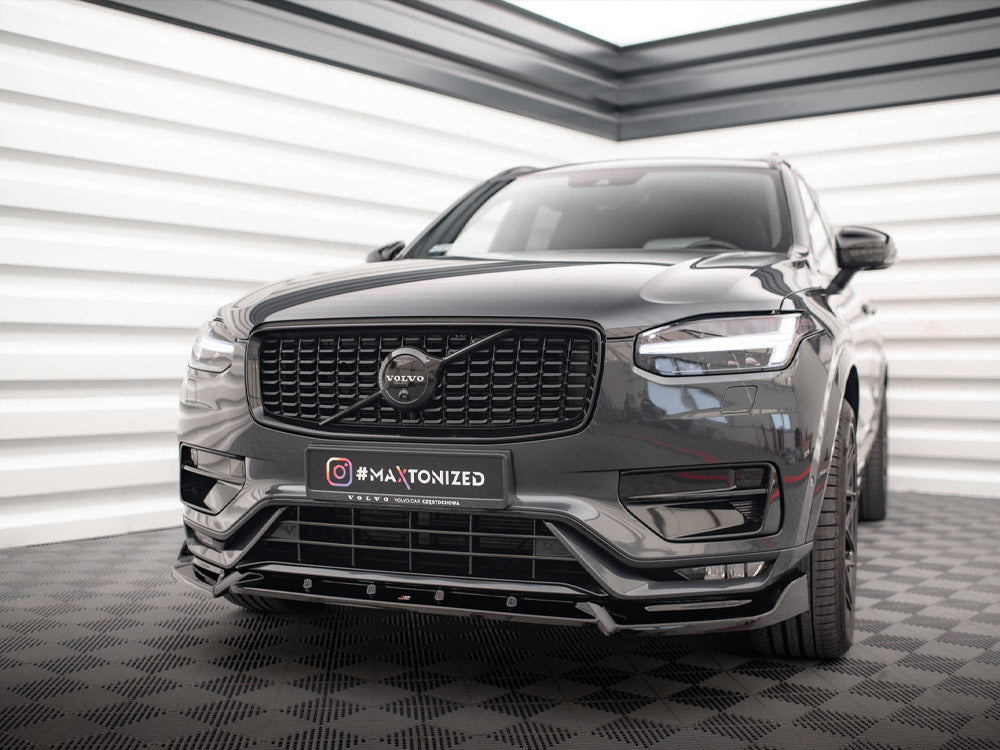 Maxton Design Front Splitter V.2 for Volvo XC90 R-Design Mk2 Facelift, body and styling accessory, black aerodynamic front splitter