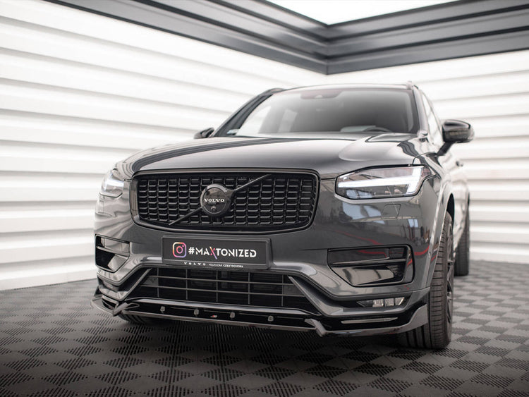 Maxton Design Front Splitter V.2 for Volvo XC90 R-Design Mk2 Facelift, body and styling accessory, black aerodynamic front splitter