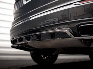Maxton Design rear splitter with vertical bars for Volvo XC90 R-Design Mk2 and facelift, enhances body styling and sporty look.