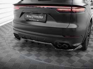 Maxton Design Porsche Cayenne Sport Design Mk3 rear splitter with vertical bars, body and styling accessory for enhanced aerodynamics.