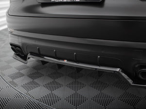 Maxton Design Porsche Cayenne Sport Mk3 rear central splitter with vertical bars for body and styling enhancement.