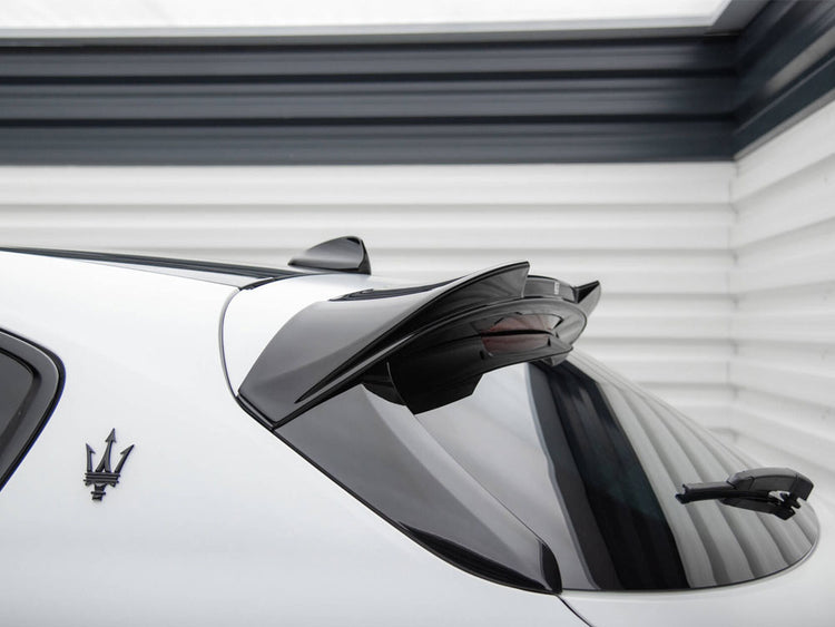 Maxton Design 3D Maserati Grecale GT/Modena Mk1 spoiler in black, mounted on car with aerodynamic styling details.