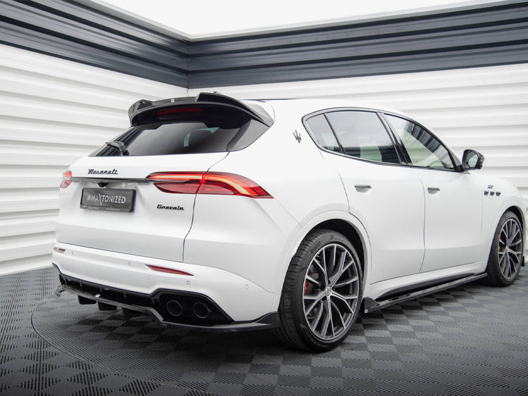Maxton Design central rear splitter with vertical bars for Maserati Grecale GT and Modena Mk1, body styling accessory.
