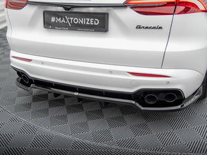 Maxton Design Maserati Grecale GT rear central splitter with vertical bars, body styling accessory for enhanced vehicle aerodynamics.