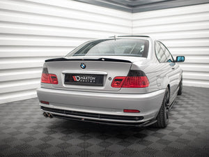 Maxton Design CAP V.2 BMW 3 Series E46 coupe body and styling spoiler shown on a car, showcasing the sleek aerodynamic design.