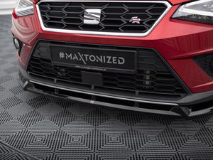 Maxton Design front splitter for Seat Arona FR Mk1, a stylish body and styling accessory, mounted on the vehicle's front bumper.