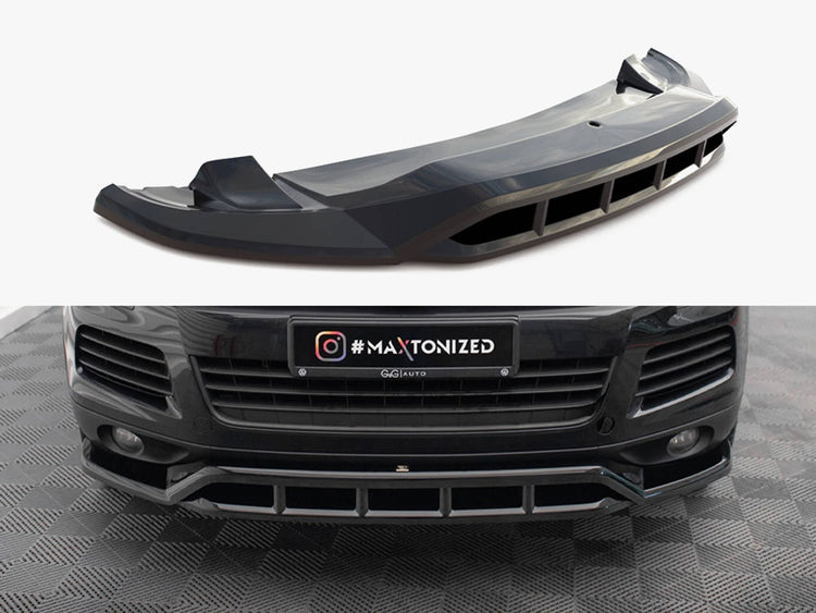 Maxton Design Volkswagen Touareg Mk2 front splitter in black, styled for enhanced aerodynamics and sporty look.