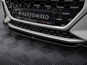 Maxton Design Front Splitter V.1 for Audi RSQ3 F3, body and styling accessory, installed on front bumper, black aerodynamic design.