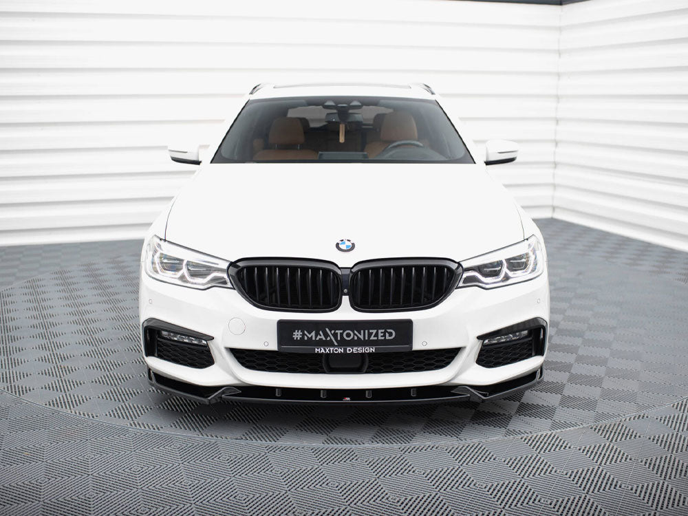 Maxton Design BMW 5 Series G30 G31 front splitter V.4, body and styling accessory, made by MAXTON® DESIGN, shown on the car.