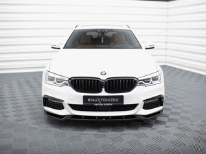 Maxton Design BMW 5 Series G30 G31 front splitter V.4, body and styling accessory, made by MAXTON® DESIGN, shown on the car.