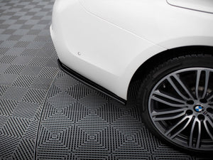 BMW 5 G30 G31 M-Sport central rear splitter by MAXTON® DESIGN, shown installed on the rear lower bumper of the vehicle.