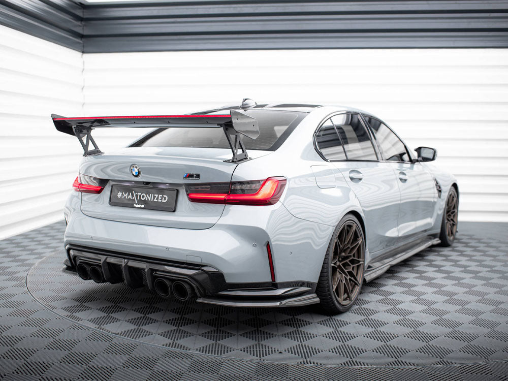 Maxton Design Carbon Spoiler With External Brackets Uprights + LED BMW M3 G80 - Wayside Performance 