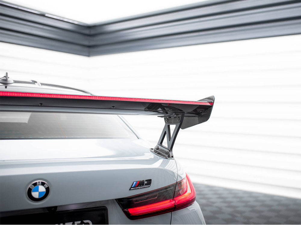 Maxton Design Carbon Spoiler With External Brackets Uprights + LED BMW M3 G80 - Wayside Performance 