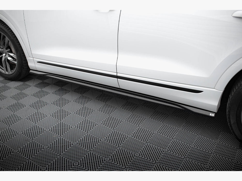 Maxton Design V.2 side skirts and diffusers for Audi SQ8 and Q8 S-Line Mk1, black body styling accessories.