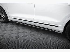 Maxton Design V.2 side skirts and diffusers for Audi SQ8 and Q8 S-Line Mk1, black body styling accessories.