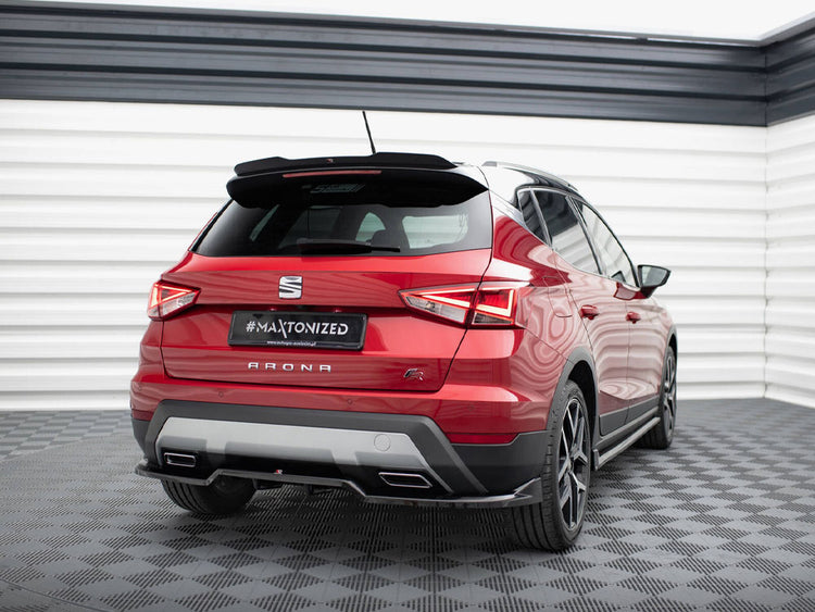 Maxton Design Spoiler CAP for Seat Arona FR Mk1, body and styling accessory, shown on car with close-up of spoiler detail