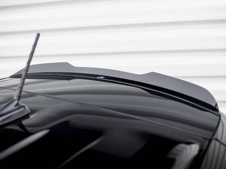 Maxton Design Spoiler CAP for Seat Arona FR Mk1, a sleek body and styling accessory, shown on a car with a close-up view.