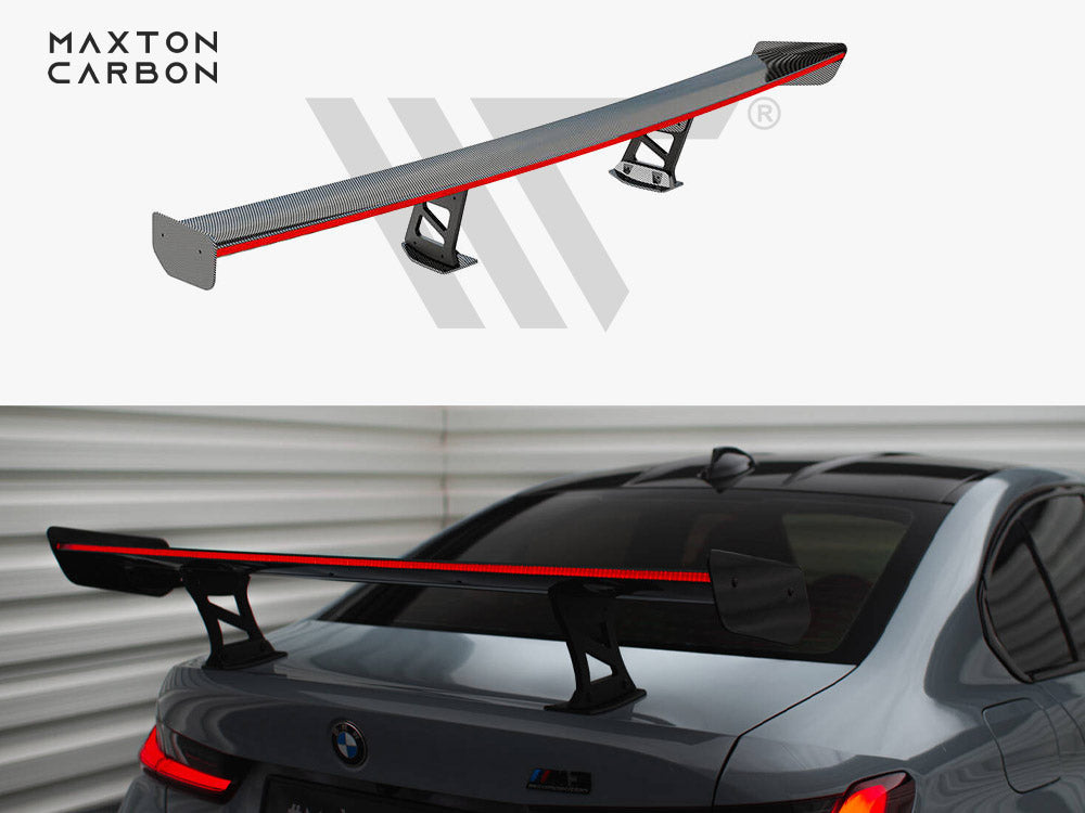Maxton Design Carbon Spoiler With Internal Brackets Uprights + LED BMW M3 G80 - Wayside Performance 