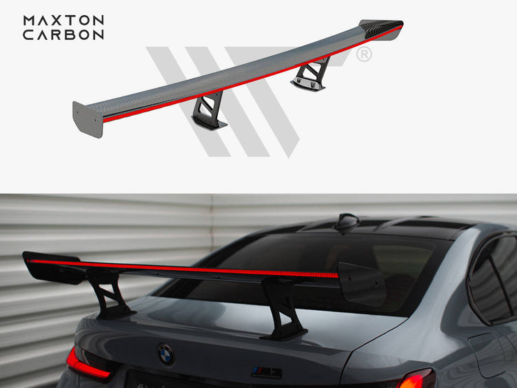 Maxton Design Carbon Spoiler With Internal Brackets Uprights + LED BMW M3 G80 - Wayside Performance 